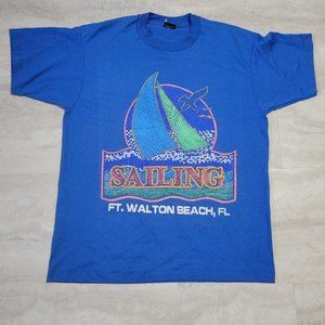 Vintage Ft. Walton Beach, FL Sailing Puff Graphic Blue Screen Stars Best T-Shirt